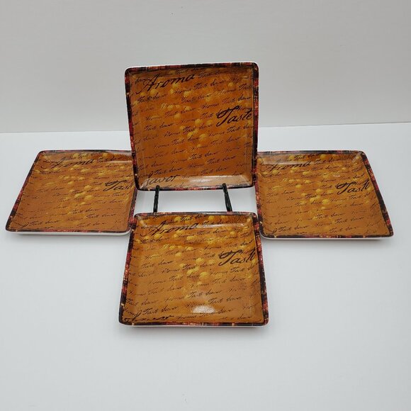 Tastefully Simple Dessert Plates Appetizer Trays Rust Colored 6" Snack Plates - Picture 2 of 6